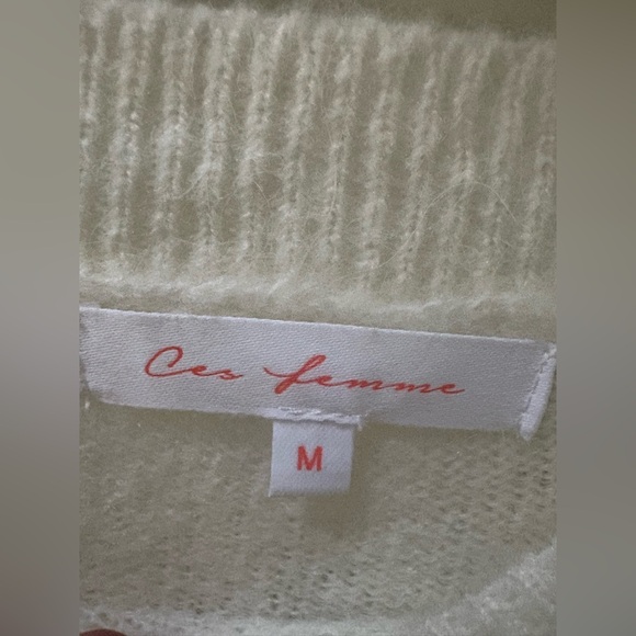 Ces Femme Cream Sweater with Ruffle Sleeves - Picture 5 of 7